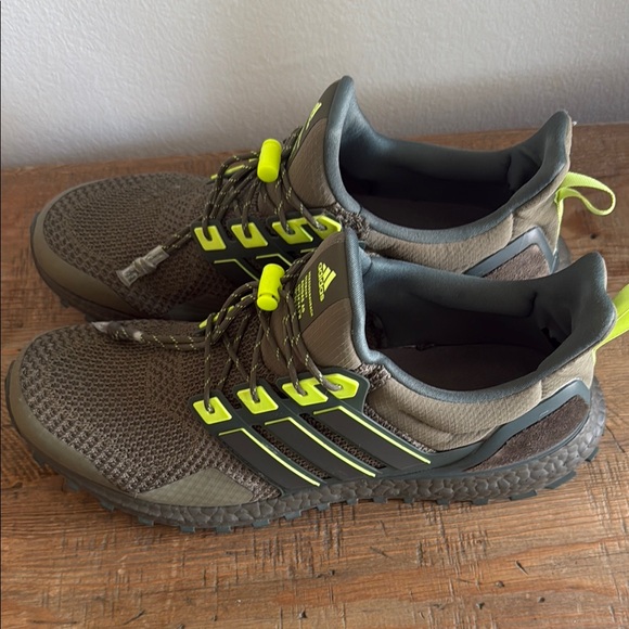 Adidas Earthy Green with Neon Highlights ultra boost Sneakers - Picture 1 of 6